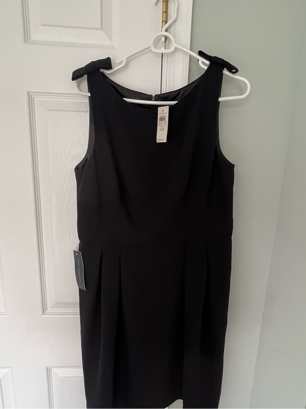 Ann Taylor Black Sleeveless Midi Sheath Dress with Shoulder Ties